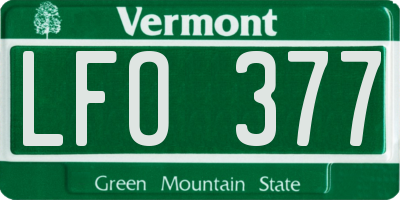 VT license plate LFO377