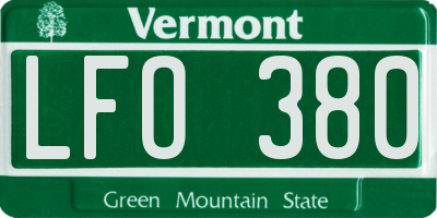 VT license plate LFO380