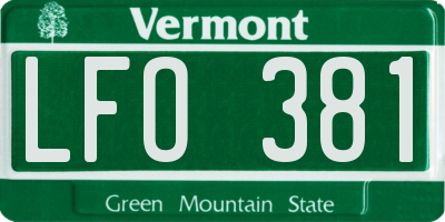 VT license plate LFO381