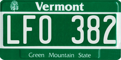 VT license plate LFO382