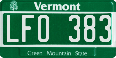 VT license plate LFO383