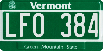 VT license plate LFO384
