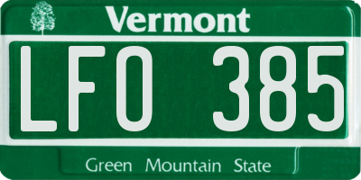VT license plate LFO385