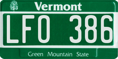 VT license plate LFO386