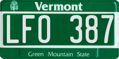 VT license plate LFO387