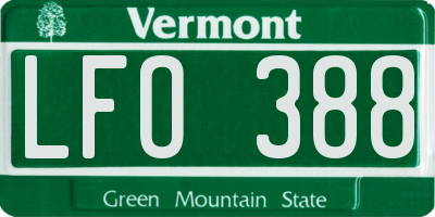 VT license plate LFO388