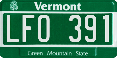 VT license plate LFO391