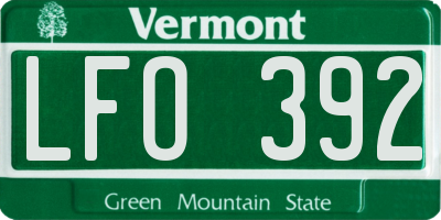 VT license plate LFO392