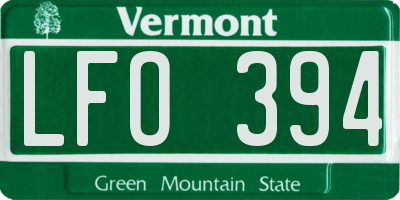 VT license plate LFO394