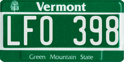 VT license plate LFO398