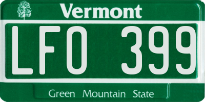 VT license plate LFO399