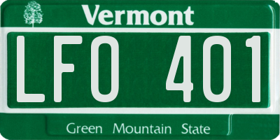 VT license plate LFO401