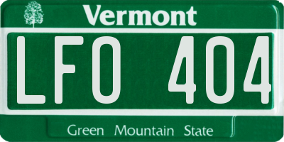 VT license plate LFO404
