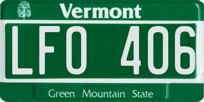 VT license plate LFO406