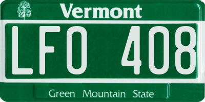VT license plate LFO408