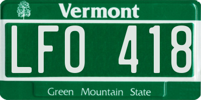 VT license plate LFO418