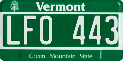 VT license plate LFO443