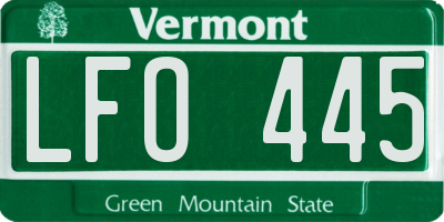 VT license plate LFO445