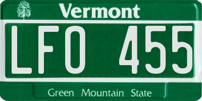 VT license plate LFO455