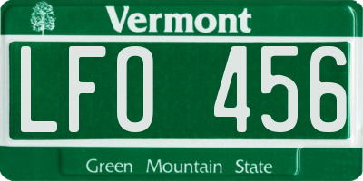 VT license plate LFO456