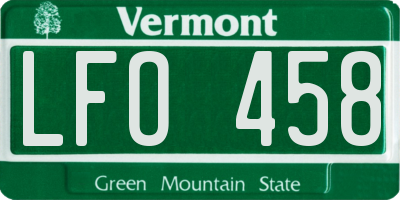 VT license plate LFO458