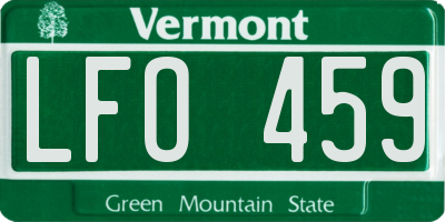 VT license plate LFO459