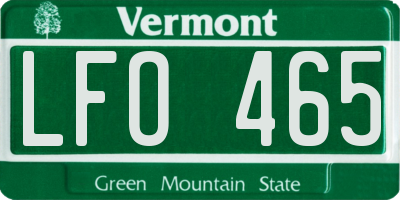 VT license plate LFO465