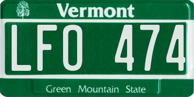 VT license plate LFO474