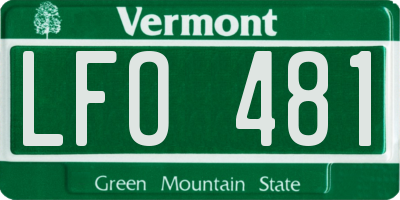 VT license plate LFO481