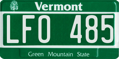 VT license plate LFO485