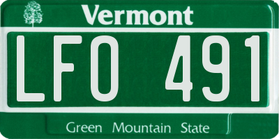 VT license plate LFO491