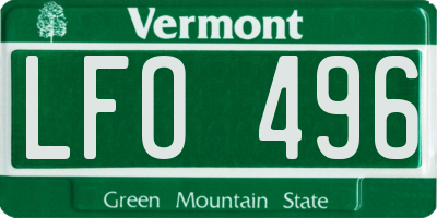 VT license plate LFO496