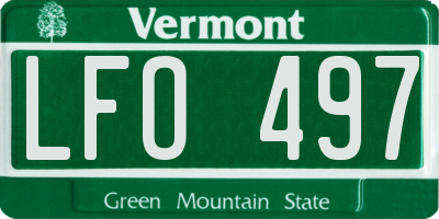 VT license plate LFO497