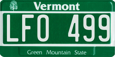 VT license plate LFO499
