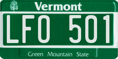 VT license plate LFO501