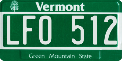VT license plate LFO512
