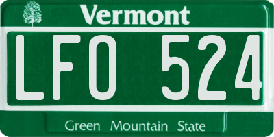 VT license plate LFO524