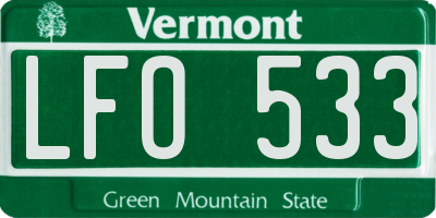 VT license plate LFO533