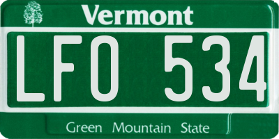 VT license plate LFO534