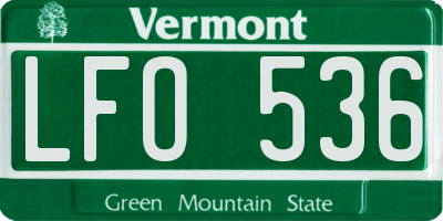 VT license plate LFO536