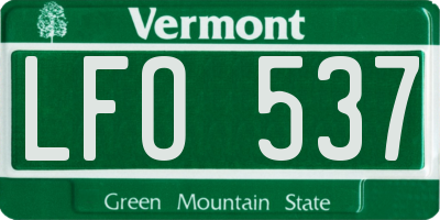 VT license plate LFO537