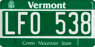 VT license plate LFO538