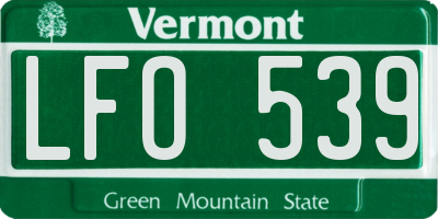 VT license plate LFO539