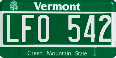 VT license plate LFO542