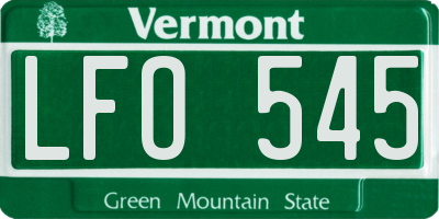 VT license plate LFO545