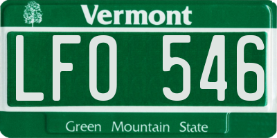 VT license plate LFO546