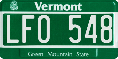 VT license plate LFO548