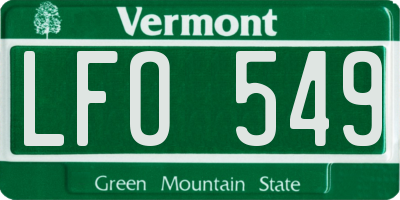 VT license plate LFO549