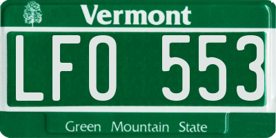 VT license plate LFO553