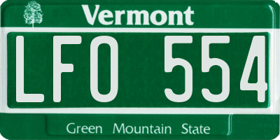 VT license plate LFO554